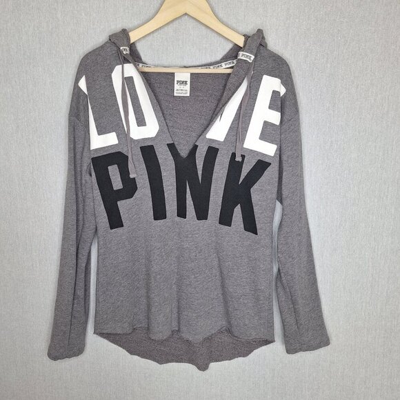 Pink Sweaters - 💙 Pink Slouchy Oversized Distressed V-Neck Hoodie Size S/M Streetwear Lounge At